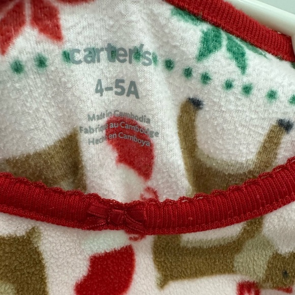 Carter's Red and Green Flannel Holiday Reindeer Santa Sleigh Dress - Picture 4 of 6